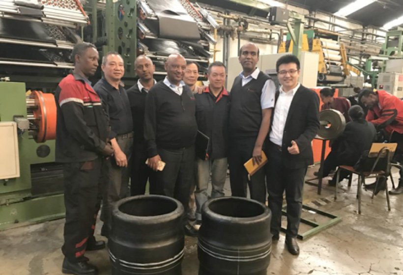 Wet inspection of tire building machine in Africa